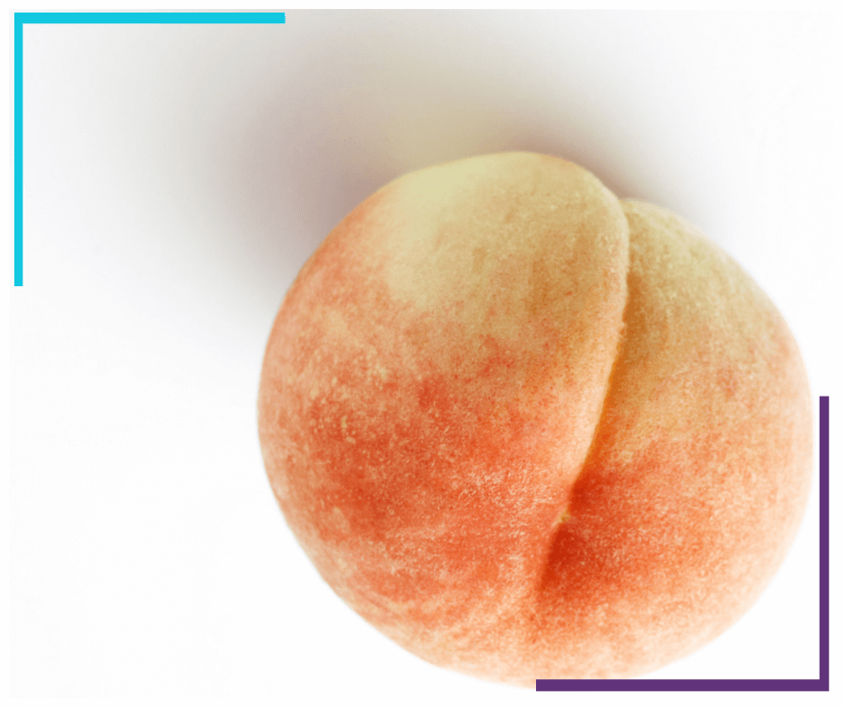 A peach, crack facing up so it looks similar to a butt.